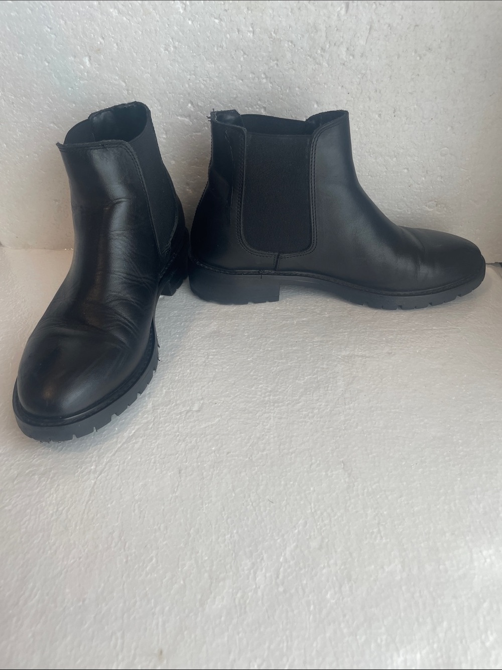 Steve Madden Leopold Black Leather Booties boots low heel women’s size 7 1/2 - Picture 4 of 13